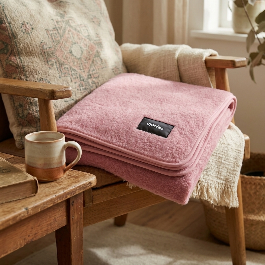 Wolldecke Merino einlagig, Rosa