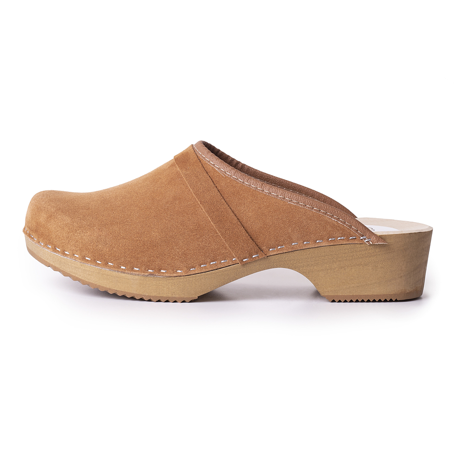 Anatomische Clogs für Damen aus geschliffenem Leder braun